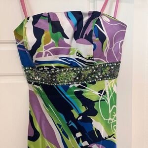 Colorful Strapless Maxi Dress Size XS/S, Y2K